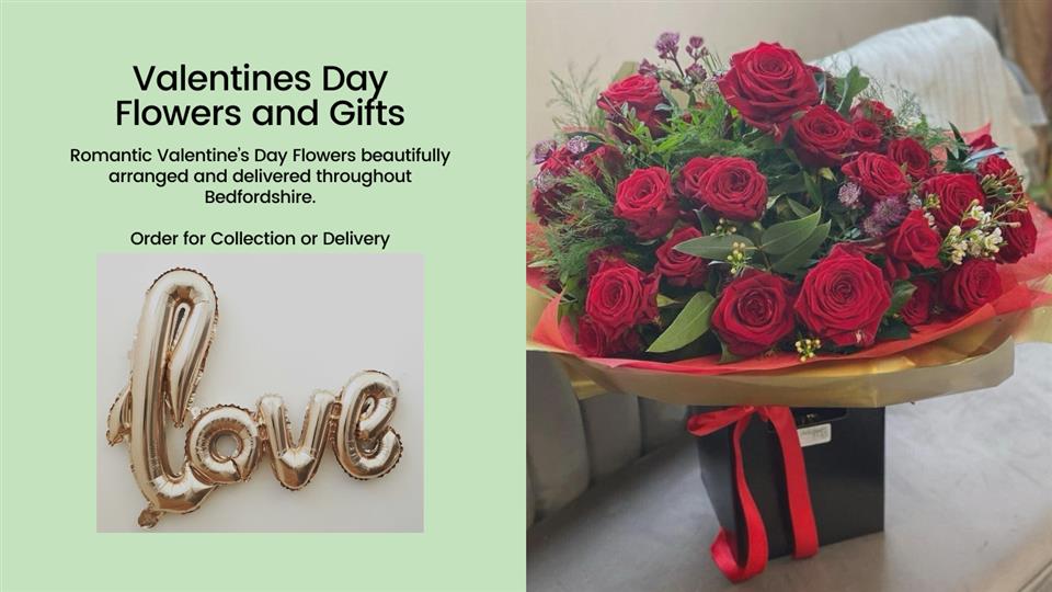 Local Valentine’s Day flowers, from classic red roses to romantic spring bouquets. Freshly arranged and delivered in Sandy, Biggleswade, Potton, St Neots, Bedford, and across Bedfordshire. Order today for a memorable surprise!